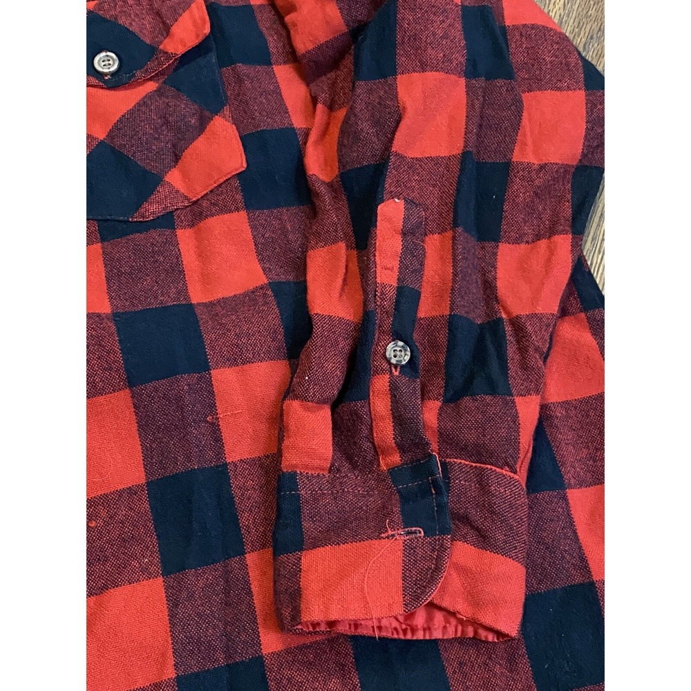VTG‎ Sears Red Black Buffalo Plaid Flannel Lumberjack Shirt Button Up SZ 2XL - Picture 5 of 9